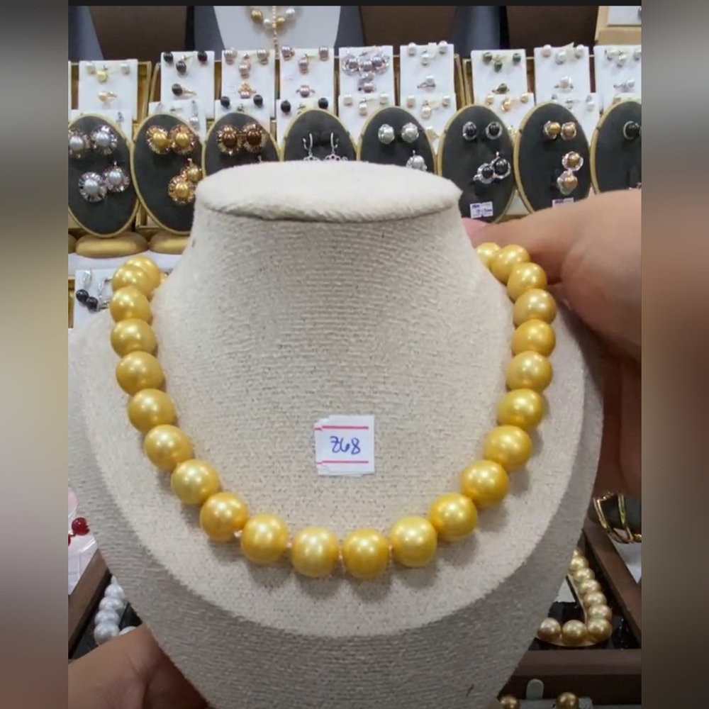 Real Golden Fresh Water Pearl Necklace